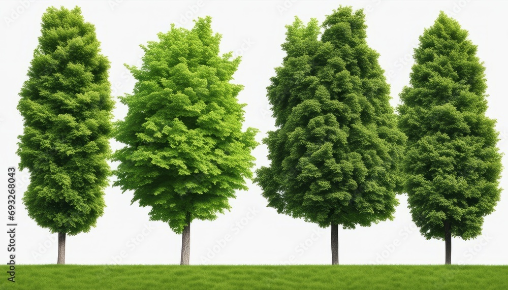 Poster four trees of different sizes in a row