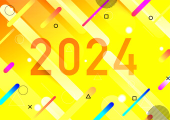 Happy new year 2024 with orange style dynamic shapes background