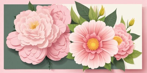 Obraz premium Pink flowers blooming on a soft pink background