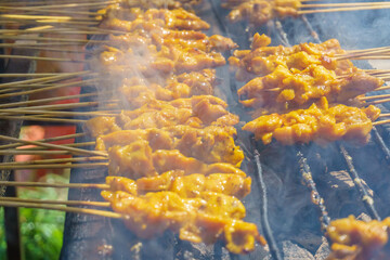 Chicken satay from Sipitang Sabah. Satay food so popular in Malaysia.