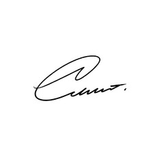 Abstract Signature initial letter C. Vector image with black writing and transparent background