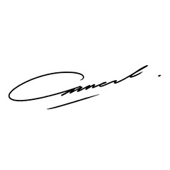 Abstract Signature initial letter C. Vector image with black writing and transparent background.