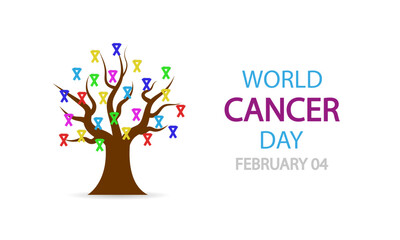 Cancer World day tree February 4, vector art illustration.