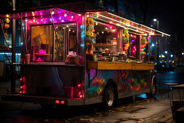 Obraz premium A food truck at a street market.