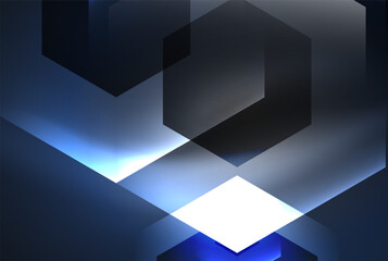 Fototapeta premium Arrow hexagon neon light glowing shapes background. Vector illustration For Wallpaper, Banner, Background, Card, Book Illustration, landing page