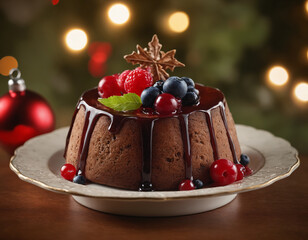 Fototapeta na wymiar Culinary Comfort A Slice of Christmas Pudding Bliss.