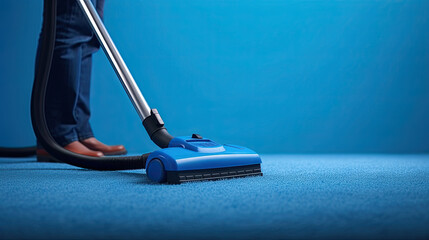 Vacuum high pile carpet, vacuum cleaner. - obrazy, fototapety, plakaty