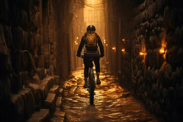 Photo sur Plexiglas Ruelle étroite Biking through the narrow alleys of the Old City.