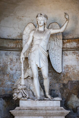 Ancient sculpture at Terrazza del Pincio monument in Rome