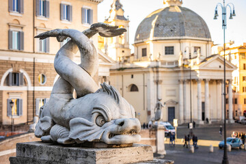 Sea creature sculpture at the Fountain of Dea Roma