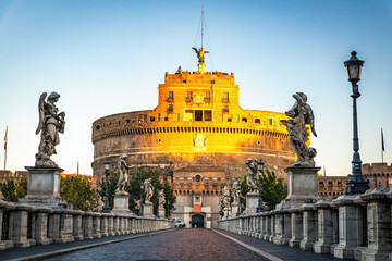 The Mausoleum of Hadrian, also known as Castel Sant'Angelo at sunrise