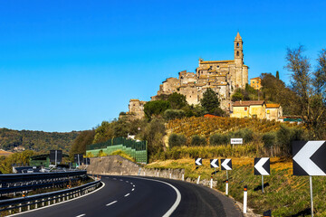Beautiful view of church of Baschi town in Terni Italy - obrazy, fototapety, plakaty