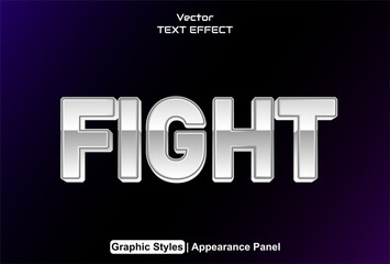 fight text effect with silver graphic style and editable.