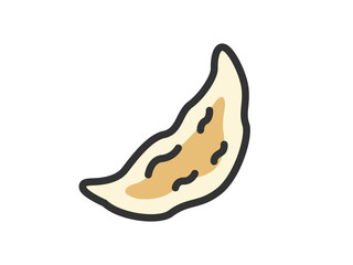 餃子のアイコン（線画カラー）のイラスト
