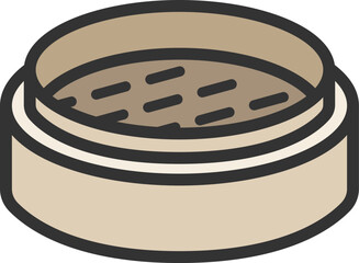 中華せいろのアイコン（線画カラー）のイラスト