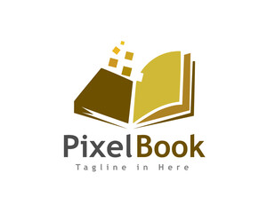 pixel data book media logo icon symbol design template illustration inspiration
