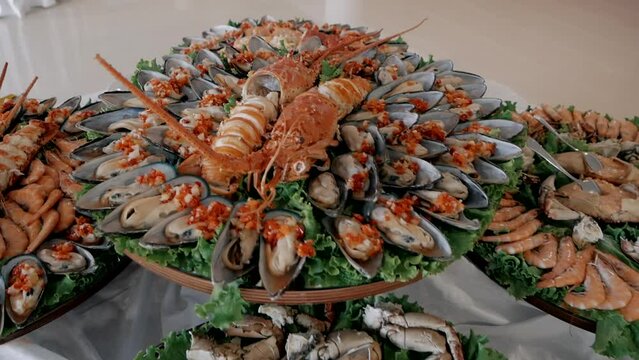 Lavish seafood platter with lobster and mussels