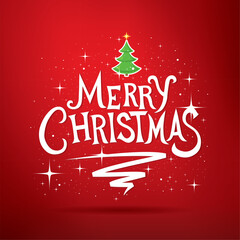 Merry Christmas lettering. Christmas greeting card.