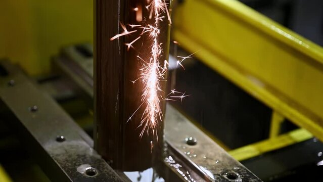 Electroerosion processing of metal with sparks at plant