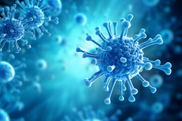 Coronavirus close-up, winter flu virus outbreak health concept illustration