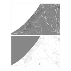 Layered editable vector illustration outline Map of Gaza, Palestine