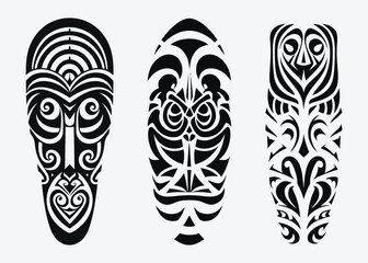 Hand drawn set of tattoo sketch maori style for leg or shoulder
 - obrazy, fototapety, plakaty