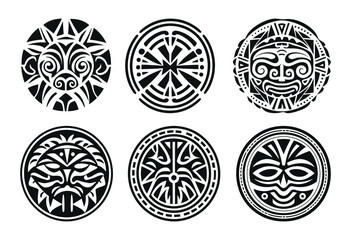 Round Maori tattoo ornament african maya aztec ethnic tribal style