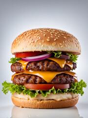 hamburger isolated on white background. - obrazy, fototapety, plakaty
