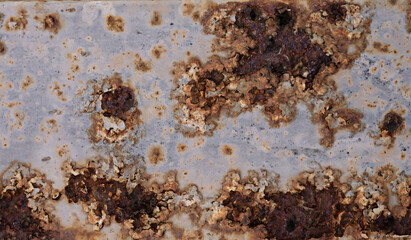 The steel surface is rusted, corroded, damaged due to long time.