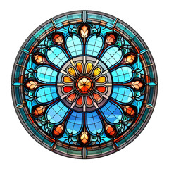 Gothic Stained Glass Window, transparent background, isolated image, generative AI