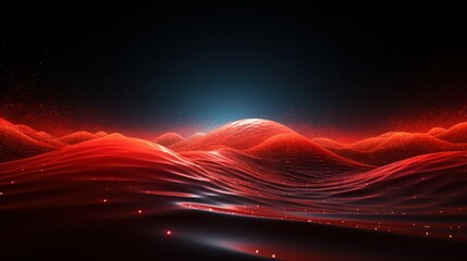 Fototapeta na wymiar Pulsating Electric Waves in Red Data Stream Background
