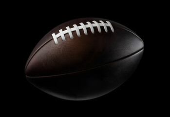 Leather American football ball on black background