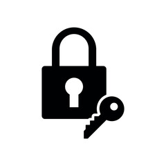 Padlock with key icon vector illustration. Protection on isolated background. Unlock sign concept.