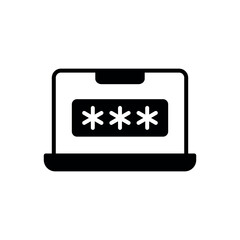 Laptop with password icon vector illustration. Password notification on isolated background. User authorization sign concept.