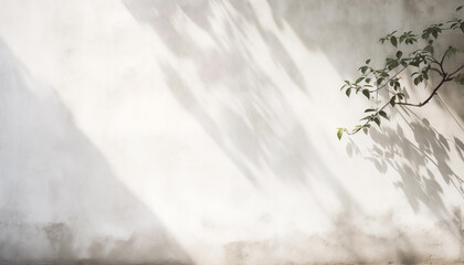 白い壁と植物の影。AI生成画像