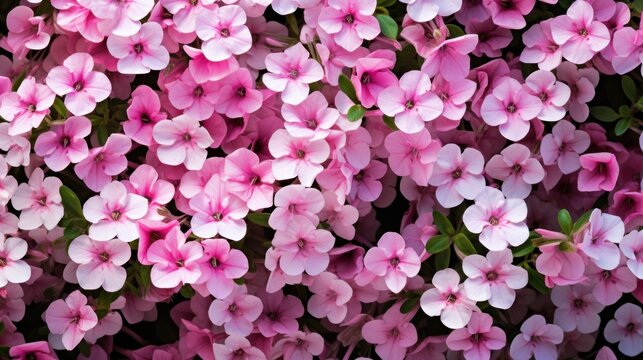 Top View Soapwort Background with Small Pink or White Flowers