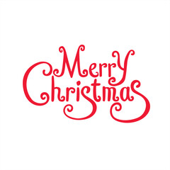 Merry christmas lettering isolated on white background