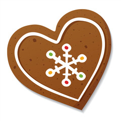 Gingerbread Christmas heart. Gingerbread Cookie isolated on white background