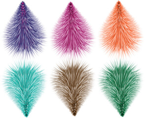 set of multi-colored vector feathers
