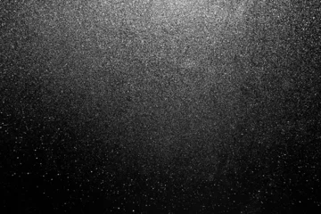 Foto op Plexiglas white black glitter texture abstract banner background with space. Twinkling glow stars effect. Like outer space, night sky, universe. Rusty, rough surface, grain. © Sumeth
