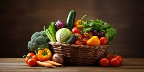 Fresh vegetable basket on table