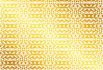 日本の伝統模様の背景素材イラスト【麻の葉・金色】
