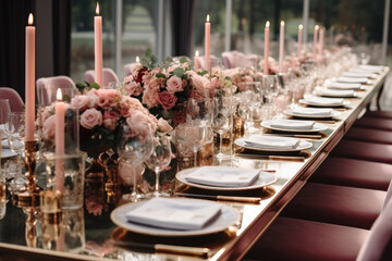 A refined wedding table. Generative AI.