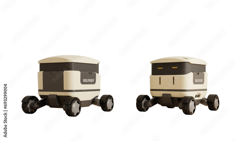 Aufkleber food delivery robot on transparent background.3d rendering
