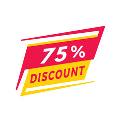  75 percent discount label design. Banner discount promotion announcement for advertising, business. Modern vector template.