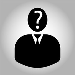 Hiring icon with question mark isolated on gray background.