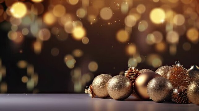 golden christmas balls on christmas tree