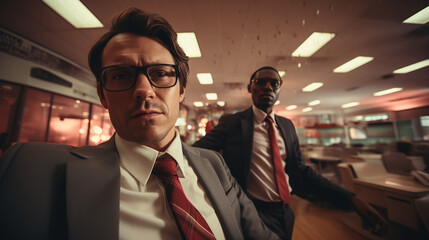 Office party - selfie - Zoom - webcam - strobe lights - business - workers - fun - eccentric and quirky charm - attitude - dancing