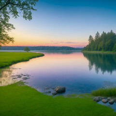 sunrise over the lake