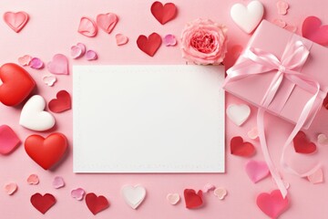 Valentine's themed composition with blank paper for message